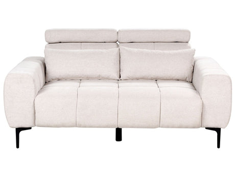 2 Seater Sofa Beige Fabric Upholstery with Adjustable Headrests Modern Style Living Room Furniture Beliani