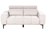 2 Seater Sofa Beige Fabric Upholstery with Adjustable Headrests Modern Style Living Room Furniture Beliani