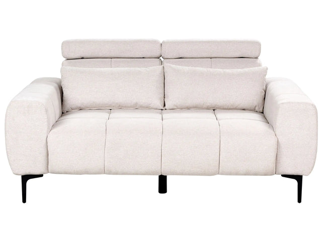 2 Seater Sofa Beige Fabric Upholstery with Adjustable Headrests Modern Style Living Room Furniture Beliani