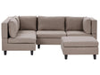 Modular Sofa with Ottoman Brown Fabric Upholstered 4 Seater with Ottoman Cushioned Backrest Modern Living Room Couch Beliani