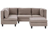 Modular Sofa with Ottoman Brown Fabric Upholstered 4 Seater with Ottoman Cushioned Backrest Modern Living Room Couch Beliani