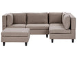 Modular Sofa with Ottoman Brown Fabric Upholstered 4 Seater with Ottoman Cushioned Backrest Modern Living Room Couch Beliani