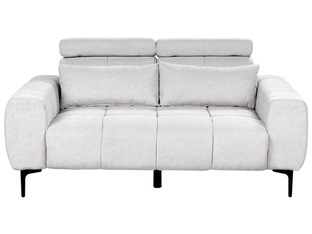 2 Seater Sofa Grey Fabric Upholstery with Adjustable Headrests Modern Style Living Room Furniture Beliani