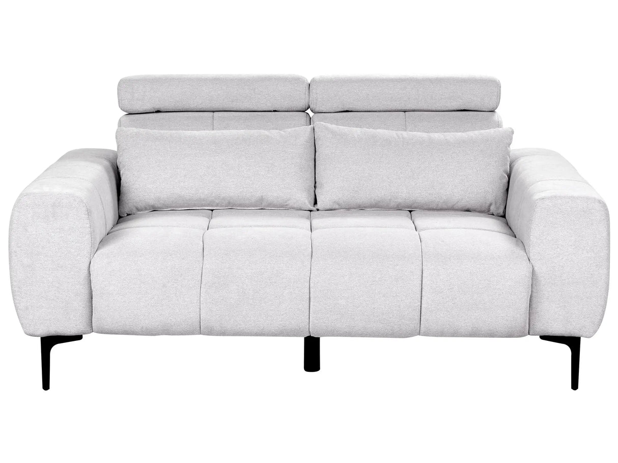 2 Seater Sofa Grey Fabric Upholstery with Adjustable Headrests Modern Style Living Room Furniture Beliani