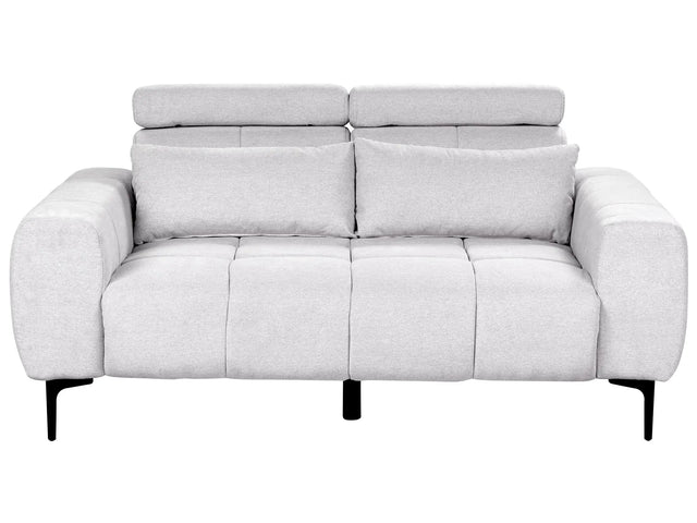2 Seater Sofa Grey Fabric Upholstery with Adjustable Headrests Modern Style Living Room Furniture Beliani