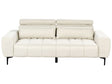 3 Seater Sofa Cream Fabric Upholstery with Adjustable Headrests Modern Style Living Room Furniture Beliani