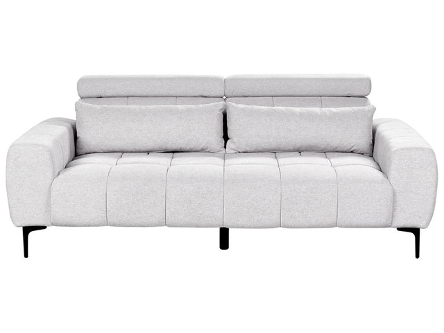 3 Seater Sofa Light Grey Fabric Upholstery  with Adjustable Headrests Modern Style Living Room Furniture Beliani