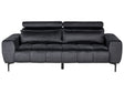 3 Seater Sofa Black Velvet Upholstery with Adjustable Headrests Modern Style Living Room Furniture Beliani