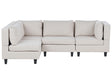 Modular Right Corner Sofa Light Beige Fabric Upholstered 4 Seater Cushioned Backrest Modern Living Room Couch Beliani