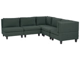 Modular Left Corner Sofa Dark Green Fabric Upholstered 5 Seater Cushioned Backrest Modern Living Room Couch Beliani