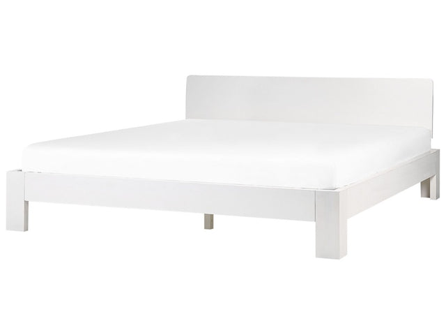 Bed Frame White Pine Wood EU Super King Size 6ft Slatted Headboard Minimalist Beliani