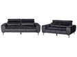 5 Seater Sofa Set Black Velvet Upholstery with Adjustable Headrests Modern Style Living Room Furniture Beliani