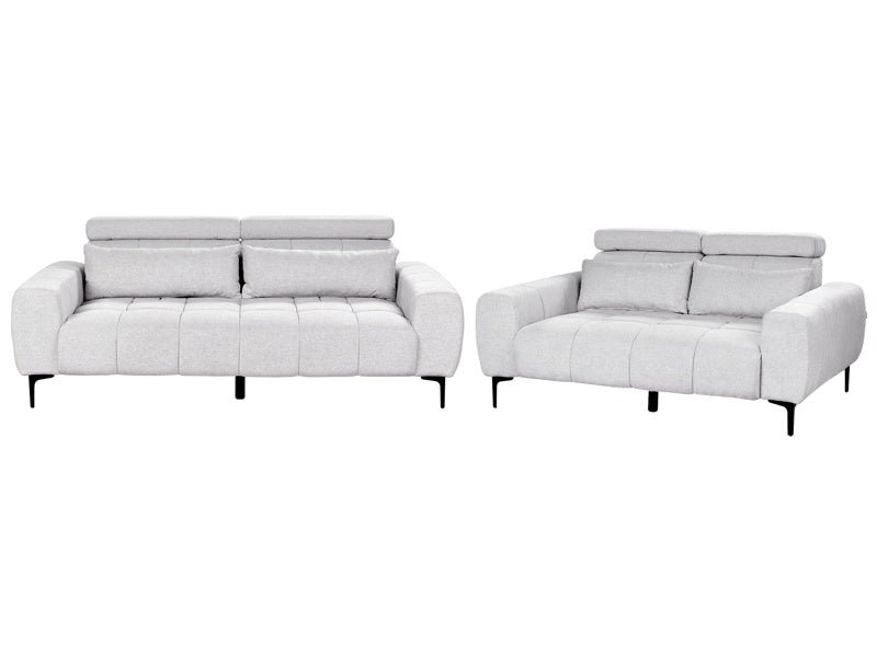 5 Seater Sofa Set Grey Fabric Upholstery with Adjustable Headrests Modern Style Living Room Furniture Beliani