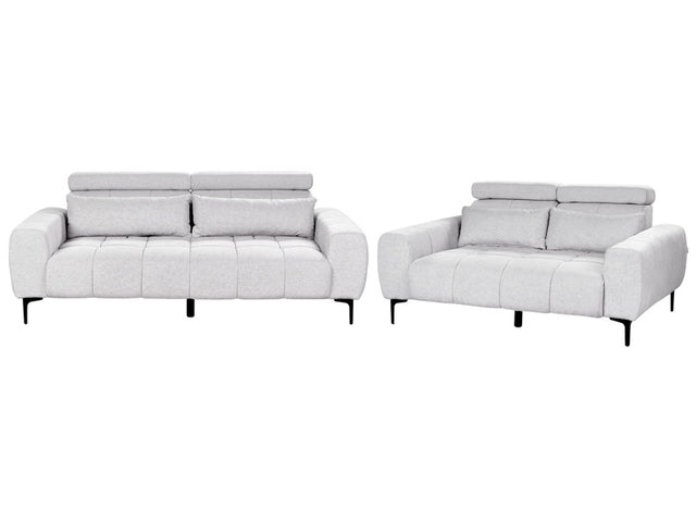 5 Seater Sofa Set Grey Fabric Upholstery with Adjustable Headrests Modern Style Living Room Furniture Beliani