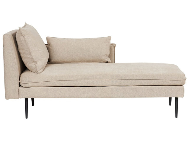 Left Hand Chaise Lounge Beige Fabric with Scatter Cushions Daybed Minimalistic Style Beliani