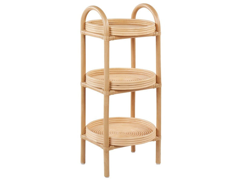 Side Table Plant Shelf Rattan 32 x 32 cm Natural Outdoor Indoor Garden Retro 3 Shelves Freestanding Garden Storage Beliani