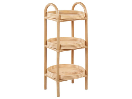 Side Table Plant Shelf Rattan 32 x 32 cm Natural Outdoor Indoor Garden Retro 3 Shelves Freestanding Garden Storage Beliani