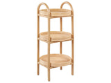 Side Table Plant Shelf Rattan 32 x 32 cm Natural Outdoor Indoor Garden Retro 3 Shelves Freestanding Garden Storage Beliani