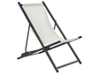 Folding Deck Chair Light Beige and Black Textilene Sling Seat Beach Chair Adjustable Backrest Patio Recliner Beliani