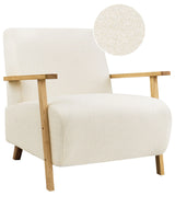 Armchair Light Beige Boucle Wooden Legs with Armrests Modern Minimalistic Living Room Beliani