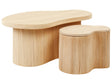 Set of 2 Storage Coffee Tables Natural Rattan Tabletop Boho Style Beliani