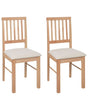 Set of 2 Dining Chairs Light Beige Polyester Rubber Wood Light Wood Upholstered Beliani