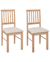Set of 2 Dining Chairs Light Beige Polyester Rubber Wood Light Wood Upholstered Beliani