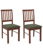 Set of 2 Dining Chairs Dark Green Polyester Rubber Wood Dark Wood Upholstered Beliani