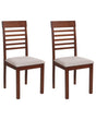 Set of 2 Dining Chairs Taupe Polyester Rubber Wood Dark Wood Upholstered Beliani