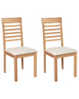 Set of 2 Dining Chairs Light Beige Polyester Rubber Wood Light Wood Upholstered Beliani