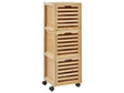 3- Drawer Bathroom Cabinet Light Brown Bamboo Rubber Wheels Bathroom Storage Beliani