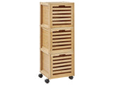 3- Drawer Bathroom Cabinet Light Brown Bamboo Rubber Wheels Bathroom Storage Beliani