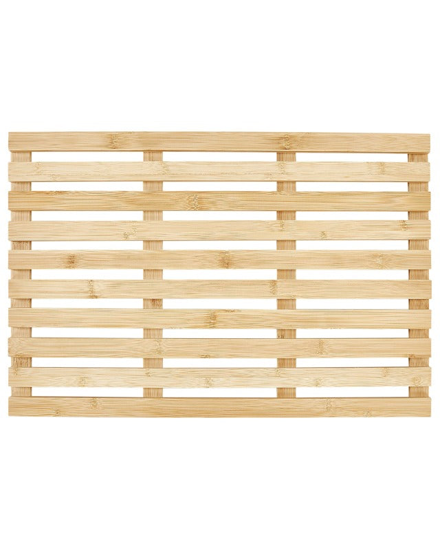 Bath Mat Light Wood Bamboo 53 x 36 cm Bathroom Accessories Beliani
