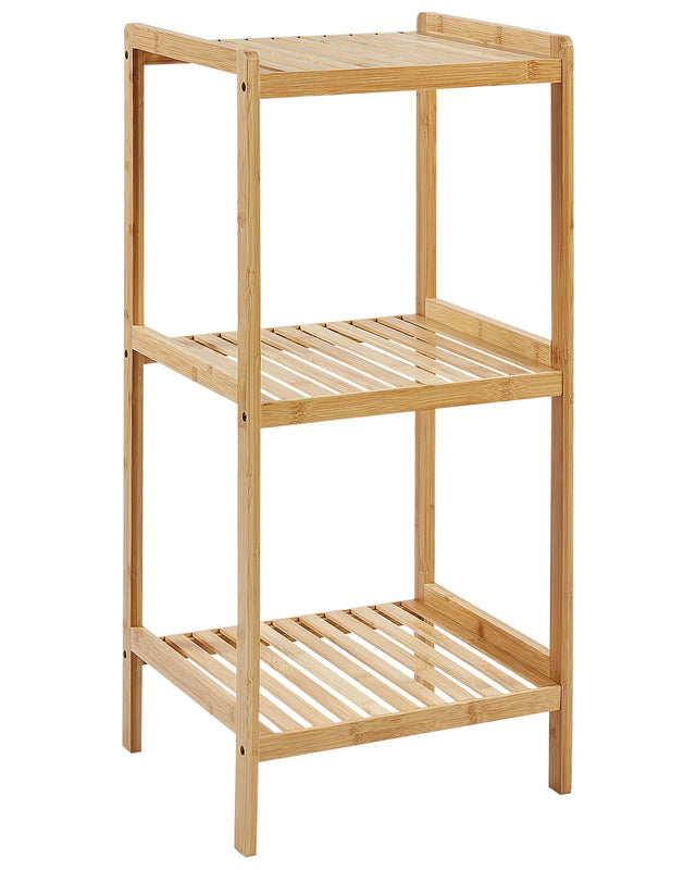 Bathroom Shelving Unit Light Brown Bamboo 3 Shelves Bathroom Accessories Beliani