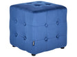 Footstool Blue Velvet Cube Pouffe Button Tufted Upholstery Beliani