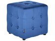 Footstool Blue Velvet Cube Pouffe Button Tufted Upholstery Beliani