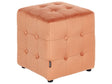 Footstool Orange Velvet Cube Pouffe Button Tufted Upholstery Beliani