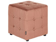 Footstool Peach Pink Velvet Cube Pouffe Button Tufted Upholstery Beliani