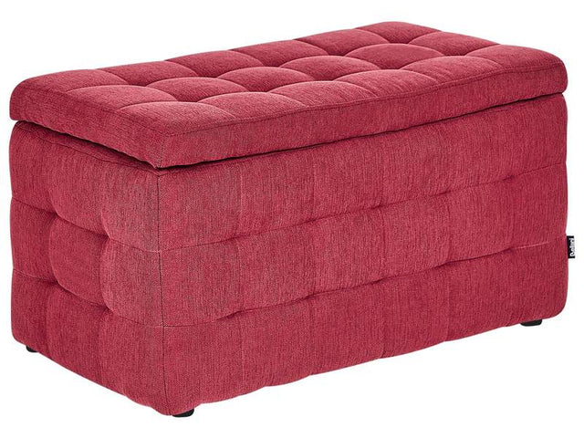 Ottoman Red Fabric Tufted Upholstery Bedroom Bench with Storage Beliani