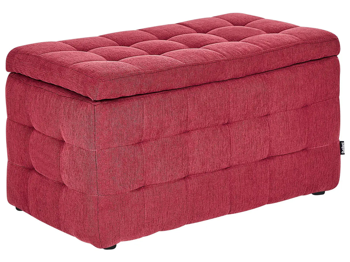 Ottoman Red Fabric Tufted Upholstery Bedroom Bench with Storage Beliani