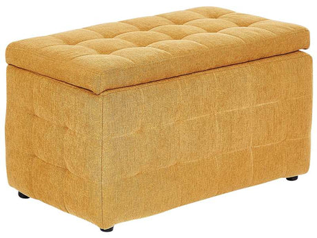 Ottoman Yellow Fabric Tufted Upholstery Bedroom Bench with Storage Beliani