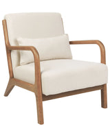 Armchair Light Beige Fabric Wooden Legs with Armrests and Cushion Classic Traditional Living Room Beliani