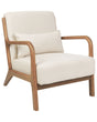 Armchair Light Beige Fabric Wooden Legs with Armrests and Cushion Classic Traditional Living Room Beliani