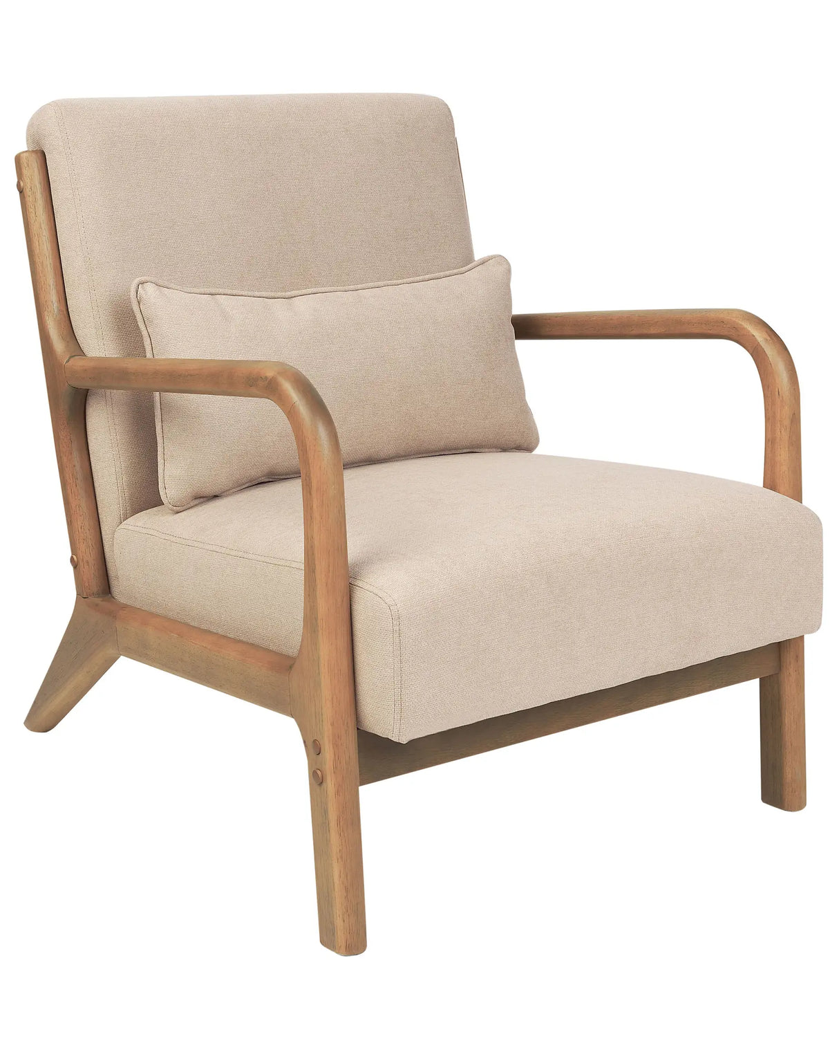 Armchair Beige Fabric Wooden Legs with Armrests and Cushion Classic Traditional Living Room Beliani