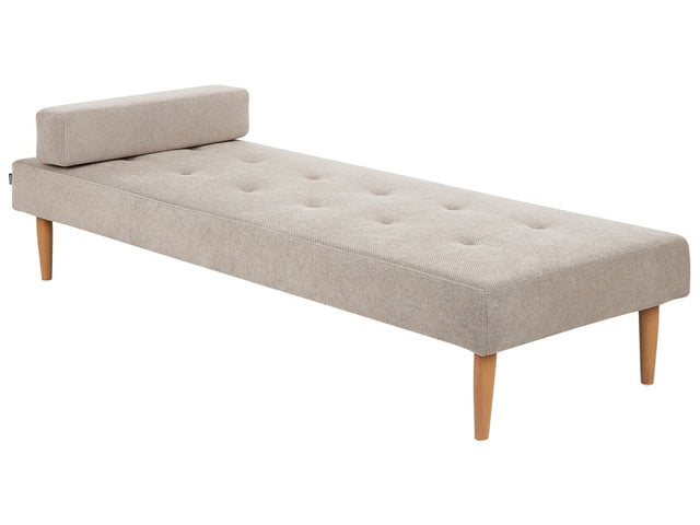 Chaise Lounge Beige Fabric Upholstery Modern Minimalistic Beliani