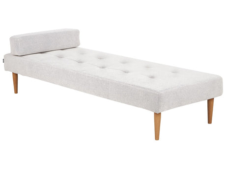 Chaise Lounge Off-White Fabric Upholstery Modern Minimalistic Beliani