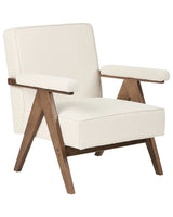 Armchair Light Beige Polyester Fabric Upholstery Retro Design Wooden Frame Armrests Living Room Beliani