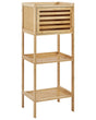 Bathroom Shelving Unit Bamboo Light Brown Short with Door 3 Shelves Beliani