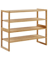 Bathroom Shelving Unit Light Brown Bamboo 4-Tier Stackable Bathroom Storage Beliani