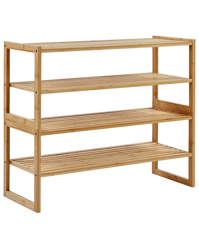 Bathroom Shelving Unit Light Brown Bamboo 4-Tier Stackable Bathroom Storage Beliani